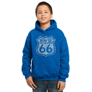 Get Your Kicks on Route 66 - Boy's Word Art Hooded Sweatshirt