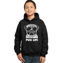 Load image into Gallery viewer, LA Pop Art Boy&#39;s Word Art Hooded Sweatshirt - Pug Life