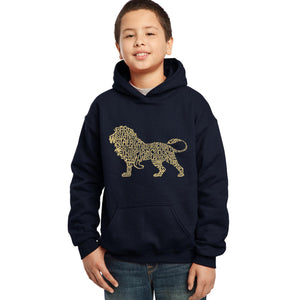 LA Pop Art Boy's Word Art Hooded Sweatshirt - Lion