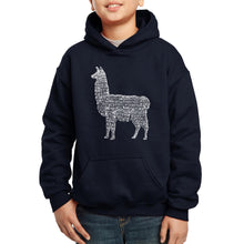 Load image into Gallery viewer, LA Pop Art Boy&#39;s Word Art Hooded Sweatshirt - Llama Mama