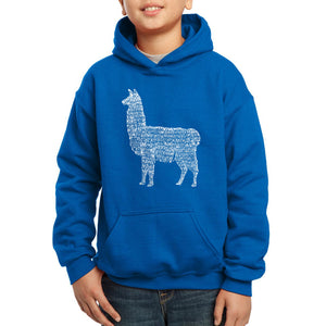 LA Pop Art Boy's Word Art Hooded Sweatshirt - Llama Mama