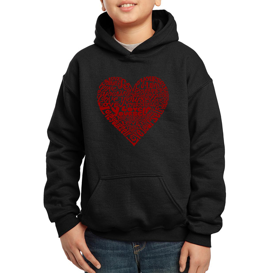 Love Yourself - Boy's Word Art Hooded Sweatshirt