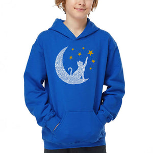 Cat Moon - Boy's Word Art Hooded Sweatshirt