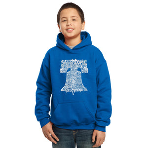 LA Pop Art  Boy's Word Art Hooded Sweatshirt - Liberty Bell