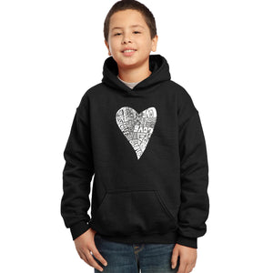 LA Pop Art Boy's Word Art Hooded Sweatshirt - Lots of Love