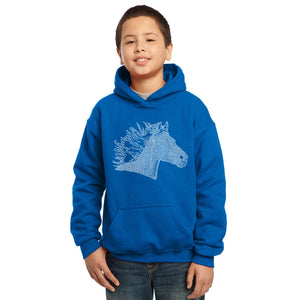 LA Pop Art Boy's Word Art Hooded Sweatshirt - Horse Mane