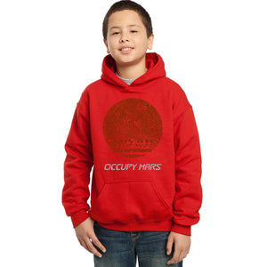 LA Pop Art Boy's Word Art Hooded Sweatshirt - Occupy Mars