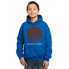 Load image into Gallery viewer, LA Pop Art Boy&#39;s Word Art Hooded Sweatshirt - Occupy Mars
