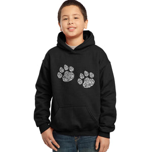 LA Pop Art Boy's Word Art Hooded Sweatshirt - Meow Cat Prints