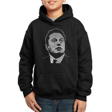 Load image into Gallery viewer, LA Pop Art Boy&#39;s Word Art Hooded Sweatshirt - Elon Musk