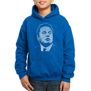 LA Pop Art Boy's Word Art Hooded Sweatshirt - Elon Musk