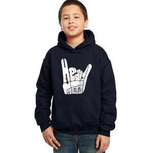 LA Pop Art Boy's Word Art Hooded Sweatshirt - Heavy Metal