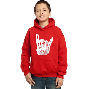 LA Pop Art Boy's Word Art Hooded Sweatshirt - Heavy Metal
