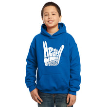 Load image into Gallery viewer, LA Pop Art Boy&#39;s Word Art Hooded Sweatshirt - Heavy Metal
