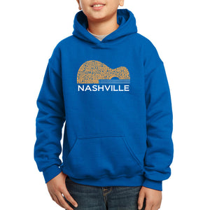 Nashville Guitar - Boy's Word Art Hooded Sweatshirt