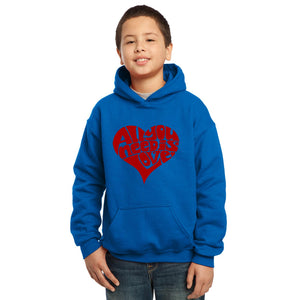 LA Pop Art Boy's Word Art Hooded Sweatshirt - All You Need Is Love