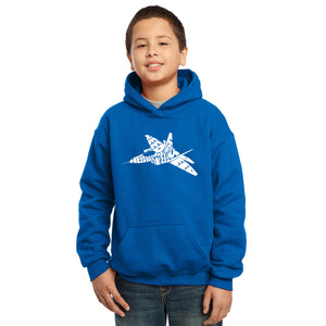 LA Pop Art Boy's Word Art Hooded Sweatshirt - FIGHTER JET - NEED FOR SPEED
