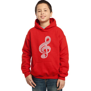 LA Pop Art  Boy's Word Art Hooded Sweatshirt - Music Note