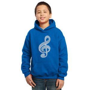 LA Pop Art  Boy's Word Art Hooded Sweatshirt - Music Note