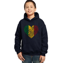 Load image into Gallery viewer, LA Pop Art  Boy&#39;s Word Art Hooded Sweatshirt - One Love Heart