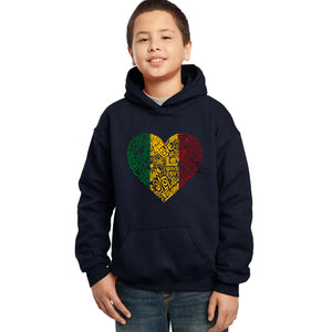 LA Pop Art  Boy's Word Art Hooded Sweatshirt - One Love Heart