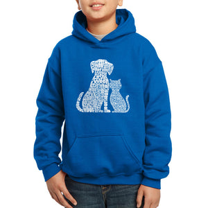 LA Pop Art Boy's Word Art Hooded Sweatshirt - Dogs and Cats