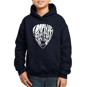 Guitar Pick  - Boy's Word Art Hooded Sweatshirt