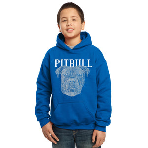 LA Pop Art Boy's Word Art Hooded Sweatshirt - Pitbull Face