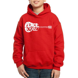 Peace Love Country  - Boy's Word Art Hooded Sweatshirt