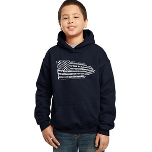 LA Pop Art Boy's Word Art Hooded Sweatshirt - Pledge of Allegiance Flag