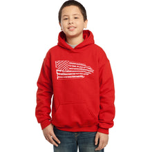 Load image into Gallery viewer, LA Pop Art Boy&#39;s Word Art Hooded Sweatshirt - Pledge of Allegiance Flag