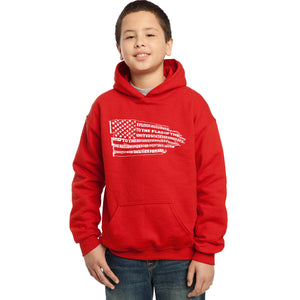 LA Pop Art Boy's Word Art Hooded Sweatshirt - Pledge of Allegiance Flag