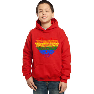 LA Pop Art Boy's Word Art Hooded Sweatshirt - Pride Heart