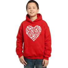 Load image into Gallery viewer, LA Pop Art Boy&#39;s Word Art Hooded Sweatshirt - Paw Prints Heart