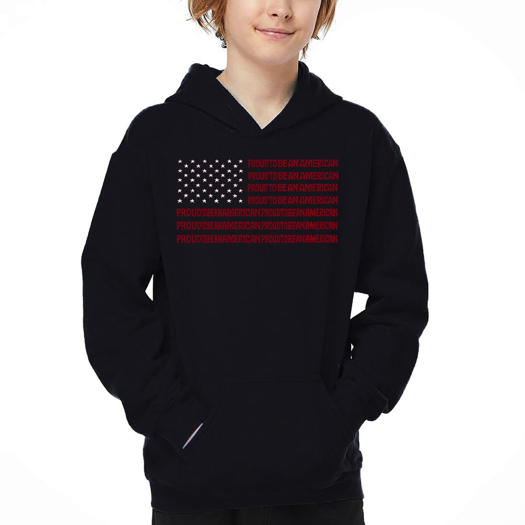 Proud To Be An American - Boy's Word Art Hooded Sweatshirt