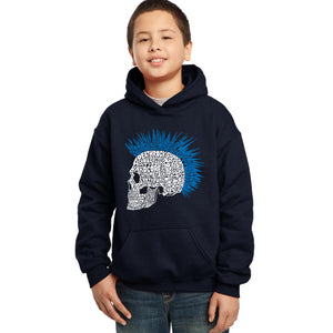 LA Pop Art Boy's Word Art Hooded Sweatshirt - Punk Mohawk