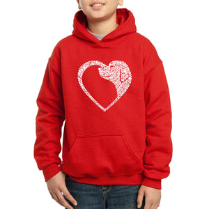 Dog Heart - Boy's Word Art Hooded Sweatshirt