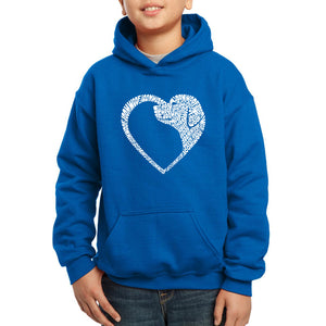 Dog Heart - Boy's Word Art Hooded Sweatshirt