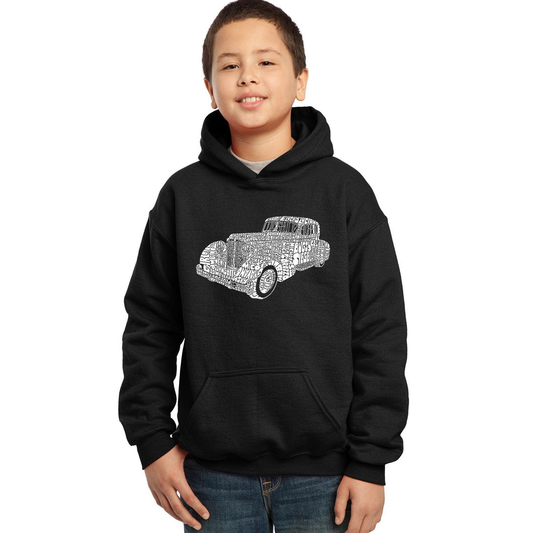 LA Pop Art Boy's Word Art Hooded Sweatshirt - Mobsters