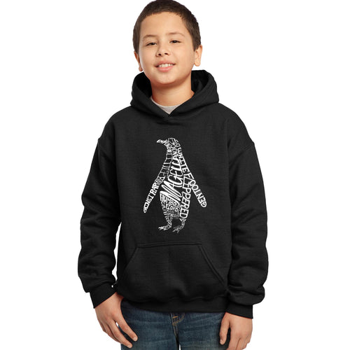 LA Pop Art  Boy's Word Art Hooded Sweatshirt - Penguin