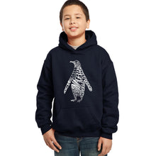 Load image into Gallery viewer, LA Pop Art  Boy&#39;s Word Art Hooded Sweatshirt - Penguin