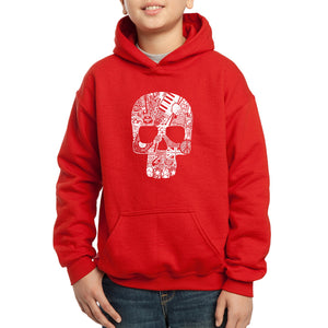 Rock n Roll Skull - Boy's Word Art Hooded Sweatshirt