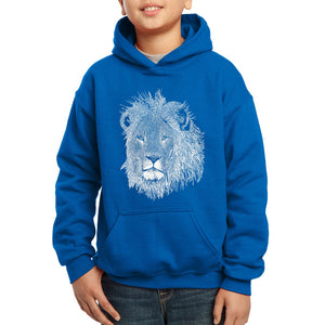 LA Pop Art Boy's Word Art Hooded Sweatshirt - Lion