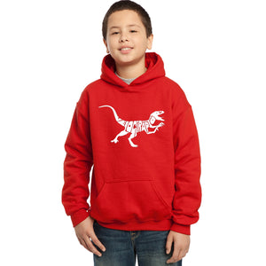 LA Pop Art Boy's Word Art Hooded Sweatshirt - Velociraptor