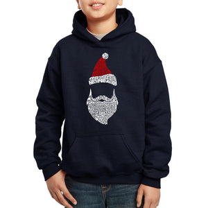 LA Pop Art Boy's Word Art Hooded Sweatshirt - Santa Claus