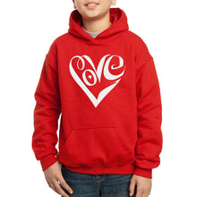 Load image into Gallery viewer, LA Pop Art Boy&#39;s Word Art Hooded Sweatshirt - Script Love Heart