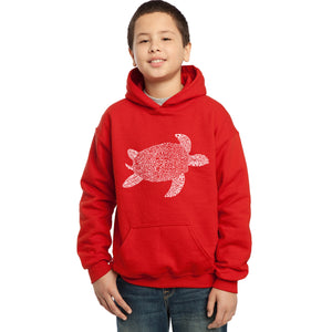 LA Pop Art Boy's Word Art Hooded Sweatshirt - Turtle