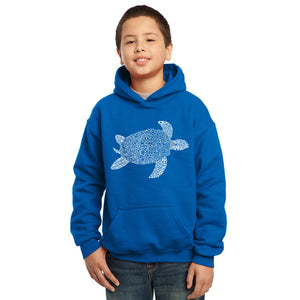 LA Pop Art Boy's Word Art Hooded Sweatshirt - Turtle