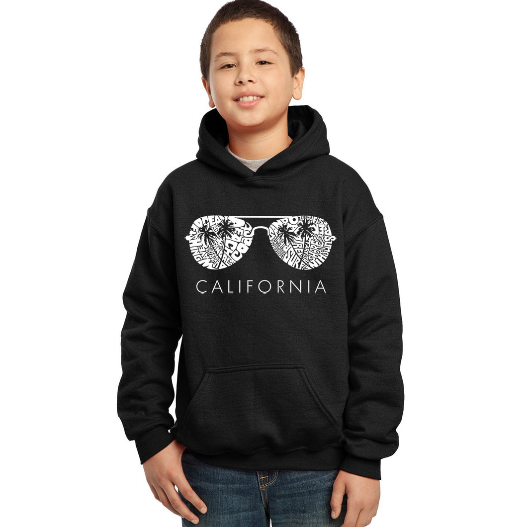LA Pop Art Boy's Word Art Hooded Sweatshirt - California Shades