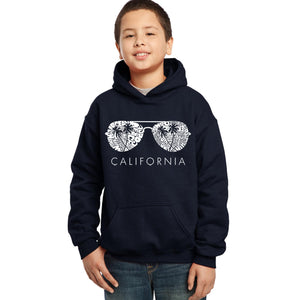 LA Pop Art Boy's Word Art Hooded Sweatshirt - California Shades